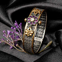 Ladies Silver Kadas - Sterling Silver 92.5%, Sizes 2.2-2.6, High Polish Finish, Handcrafted Engraved Patterns