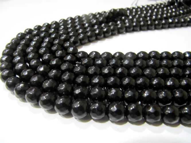 Black Onyx Round Faceted Round Ball Shape 10mm Size Beads Strand 14-15 inches