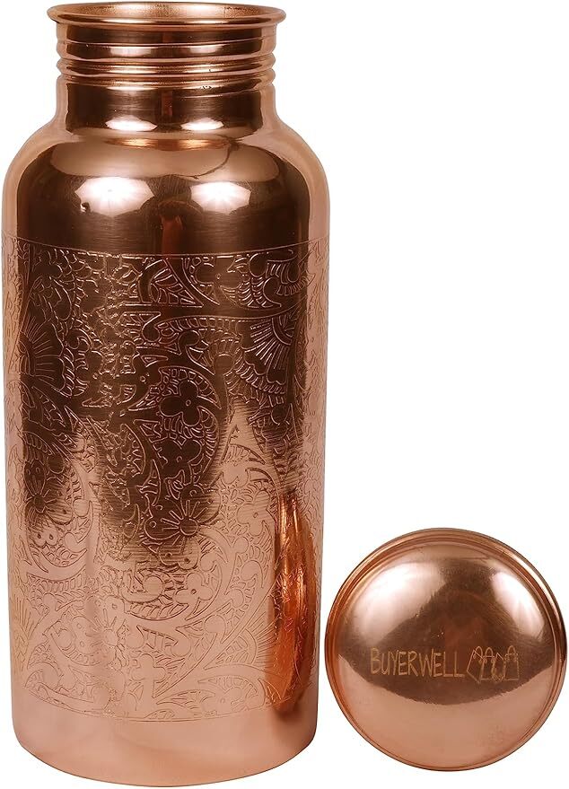 Pure Copper Embossed Water Bottle