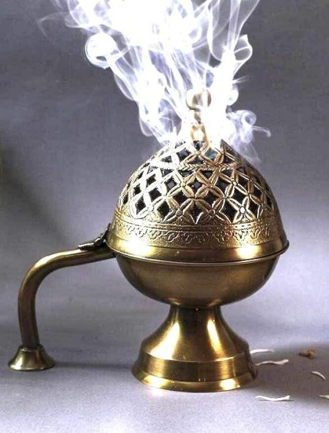 Brass Antique Dhuna Charcoal Burner Bakhoor Fumer Dhooni Dhoop Dani Dhuni