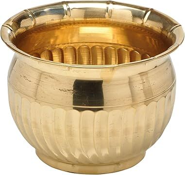 BUYERWELL Decorative Round Brass Planter (Diameter 8 inch X Heigh 5 inch) Home Decor,Garden
