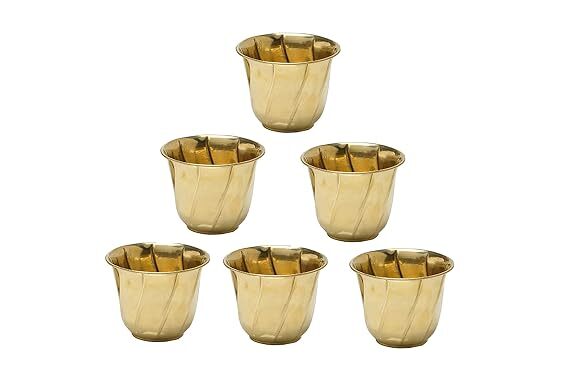 Decorative Brass Planter (Dia 6 inch X Height 4.5 inch) Pack of 6