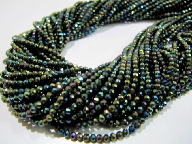 Black Spinel Beads 3mm Rondelle Faceted Strand 13 Inch Long - Beads Material: Stone