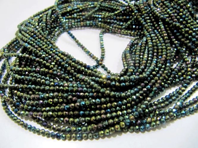 Black Spinel Beads 3mm Rondelle Faceted Strand 13 inch long