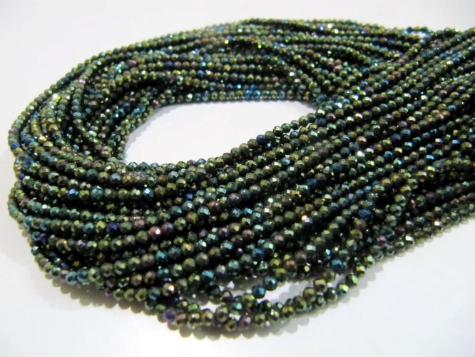 Black Spinel Beads 3mm Rondelle Faceted Strand 13 inch long