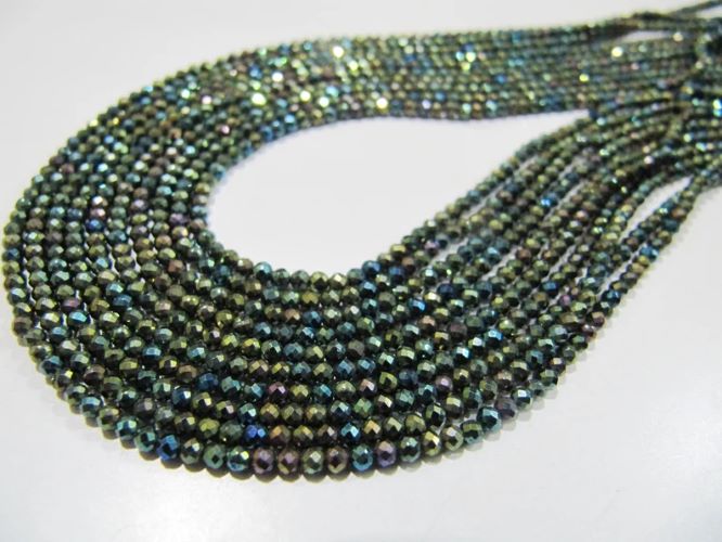 Black Spinel Beads 3mm Rondelle Faceted Strand 13 inch long