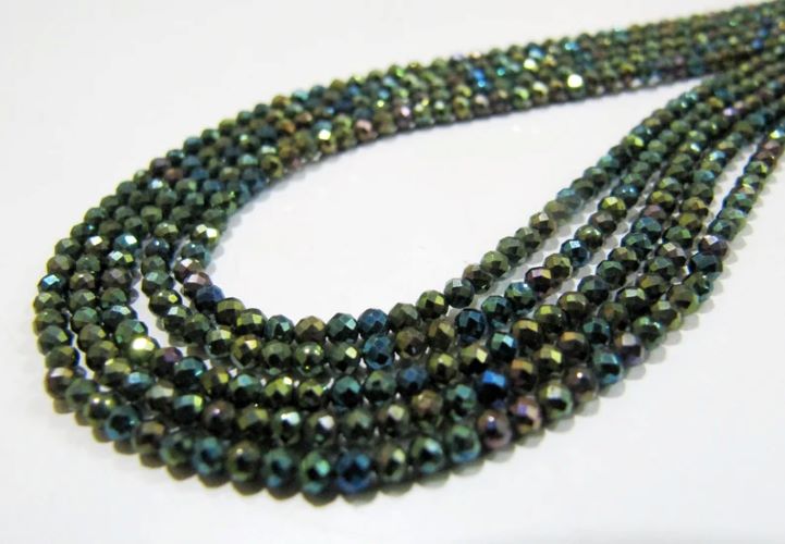 Black Spinel Beads 3mm Rondelle Faceted Strand 13 inch long