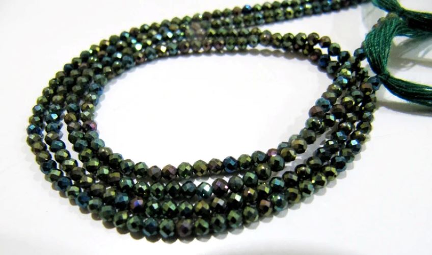 Black Spinel Beads 3mm Rondelle Faceted Strand 13 inch long