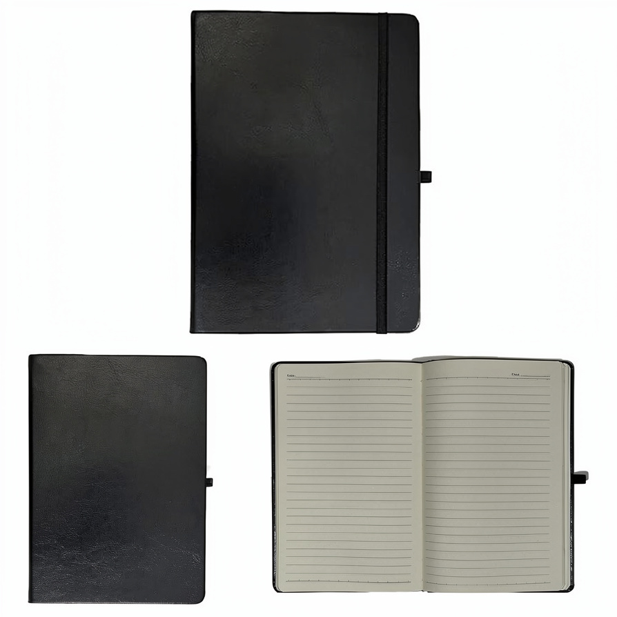 A5 Size Classic Black Diaries with Italian PU Cover