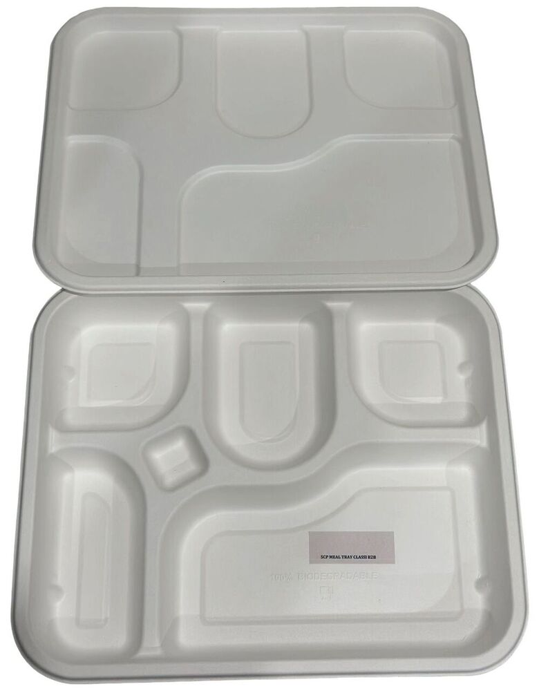 5cp Disposable meal tray with lid