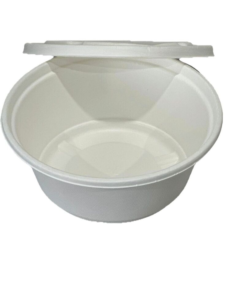 500ml bagasse round leak proof container with lid