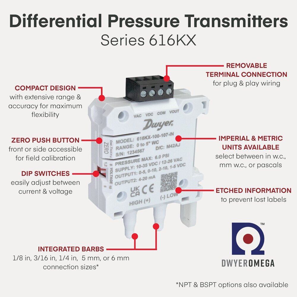 DWYER 616KX-100-107-IN DIFFERENTIAL PRESSURE TRANSMITTER