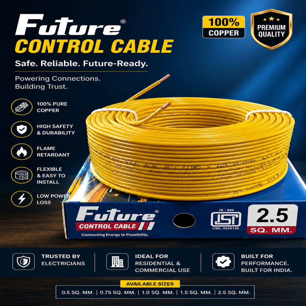 Future Control 2.5 Sq.Mm 2 Core Round Cable - Color: Black
