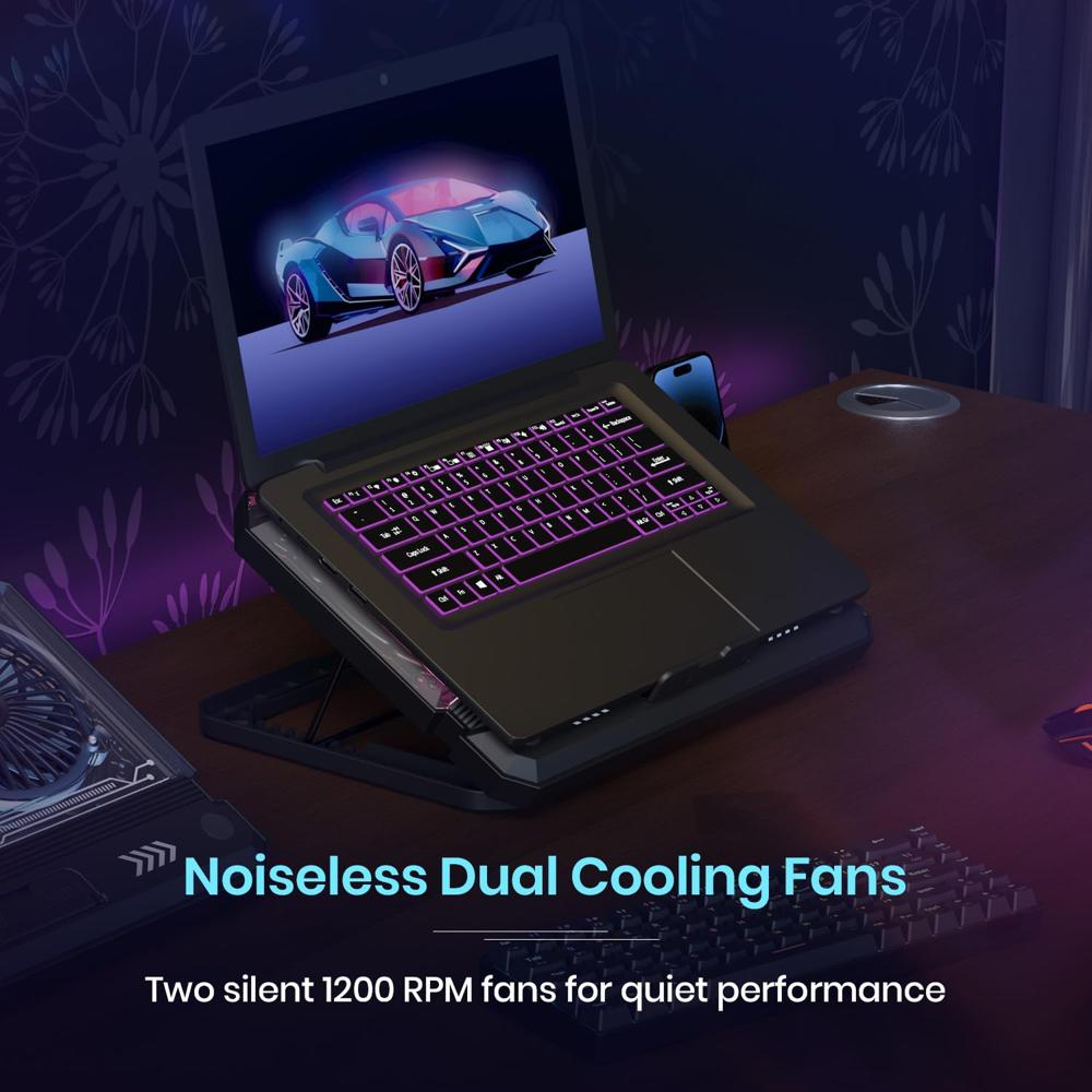 Portronics My Buddy Air 5 Laptop Cooling Pad with Dual Cooling