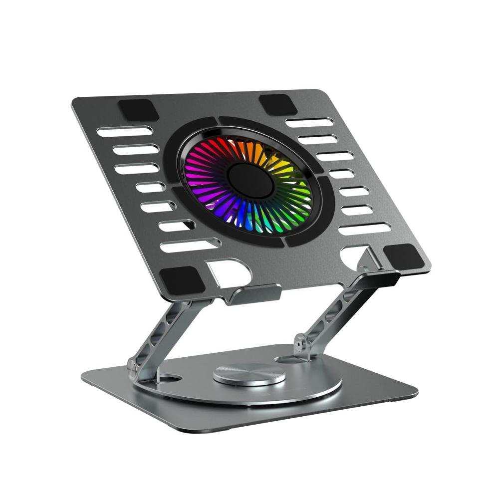 Portronics My Buddy Spinlight Laptop Stand With Cooling - Color: Silver
