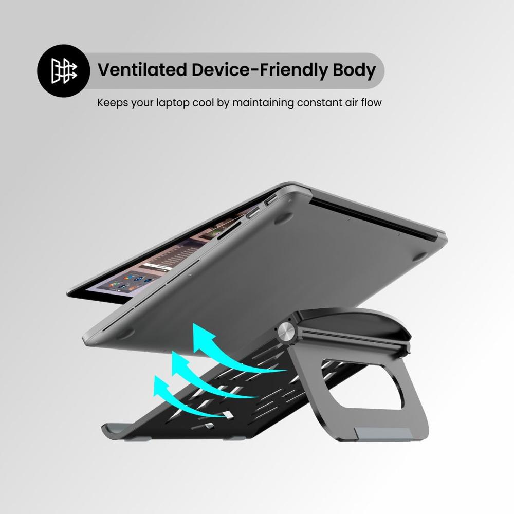 Portronics My Buddy Hexa 5 Laptop Stand with Foldable & Ventilated Design, Ergonomic Elevation,
