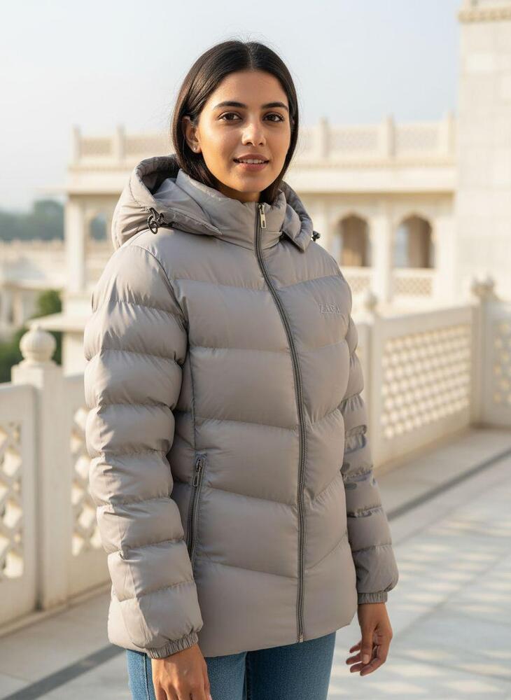 Ladies Grey Puffer Jacket