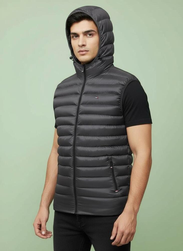 Mens Half Sleeves Black Puffer Jacket