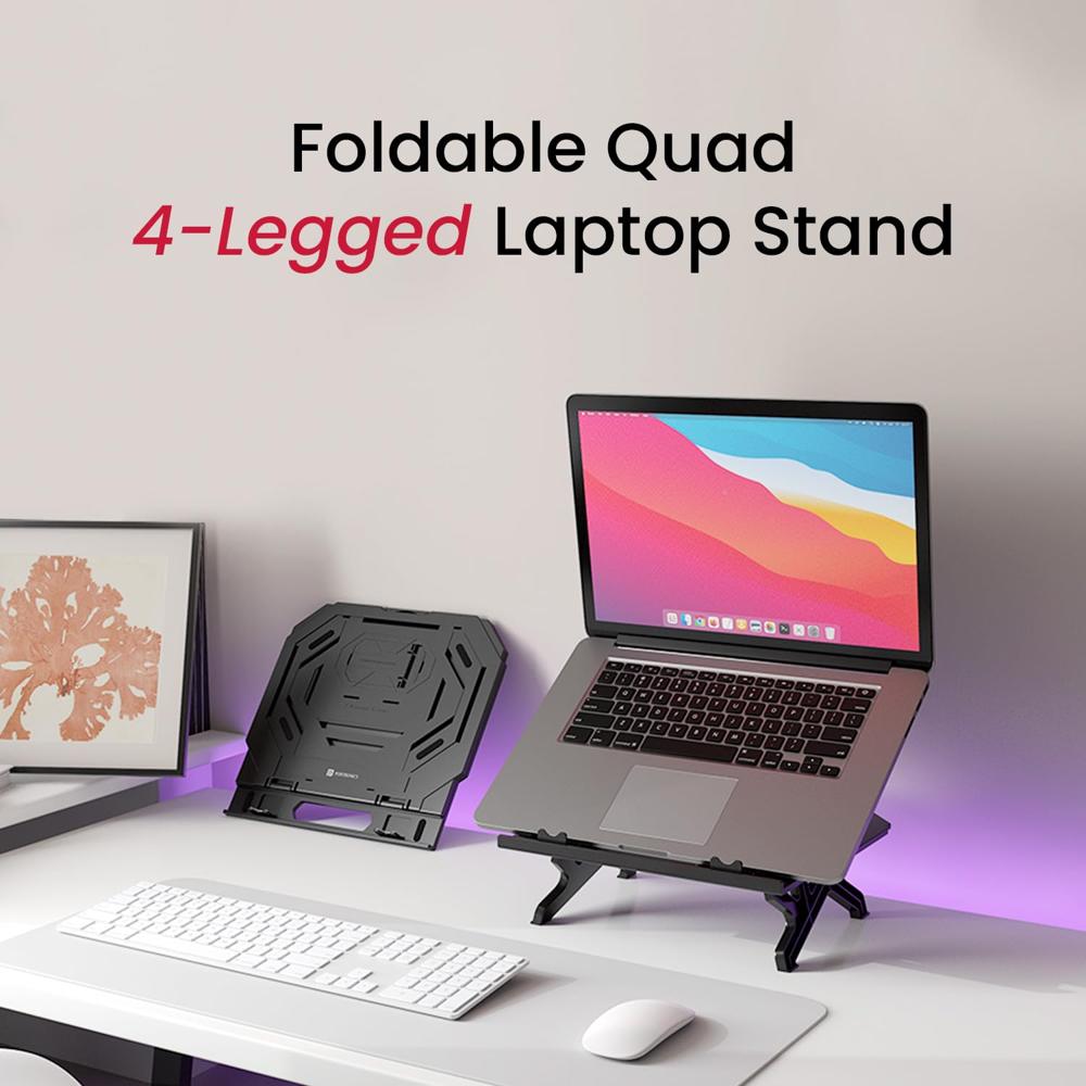 Portronics My Buddy Hexa 33 Laptop Stand with Phone Holder, Four Legs,