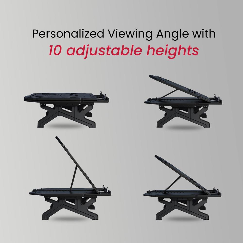 Portronics My Buddy Hexa 33 Laptop Stand with Phone Holder, Four Legs,