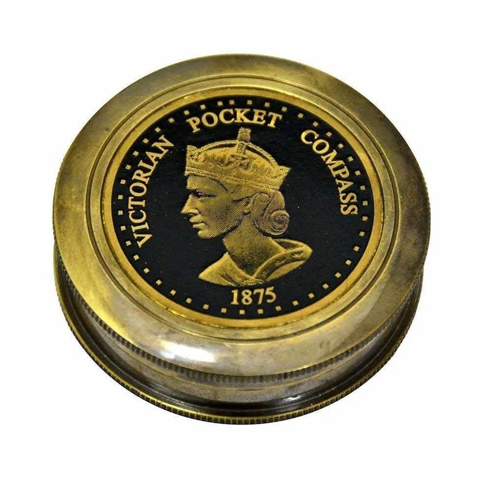 Antique Design With Victorian Paocket Compass 1875 Engraved D