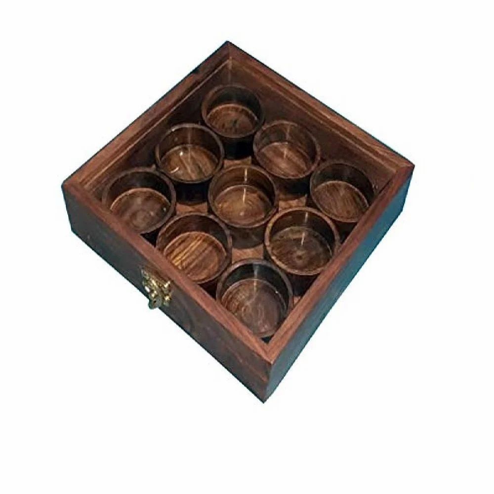 Wooden Masala Dabba Indian Spice Box