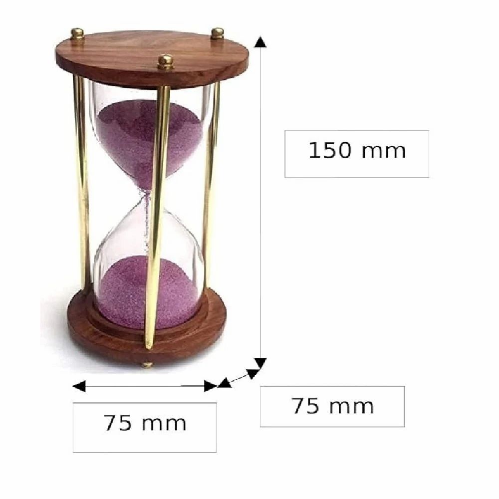 Brass And Wood Sand Timer (6 Inch X 3 Inch X 3 Inch, 200 gm)