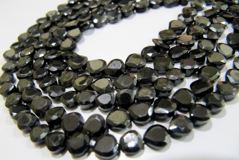 Natural Black Spinel Heart Shape Faceted Beads 5 to 6mm Strands 13inch long