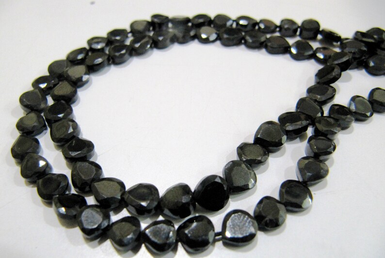 Natural Black Spinel Heart Shape Faceted Beads 5 to 6mm Strands 13inch long