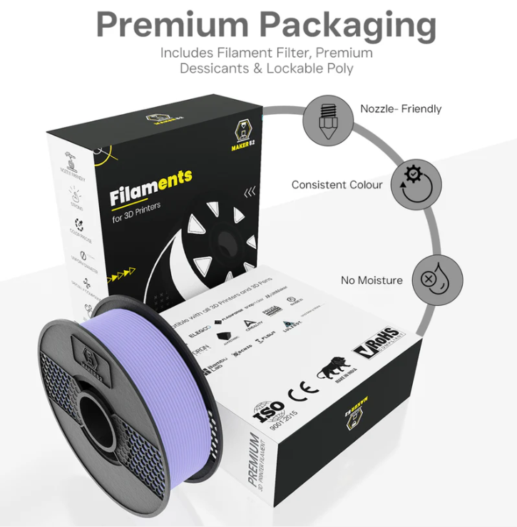 MAKER52 HS PLA+ Filament - 1.75mm High-Strength Premium 3D Printer Material - Matt Purple