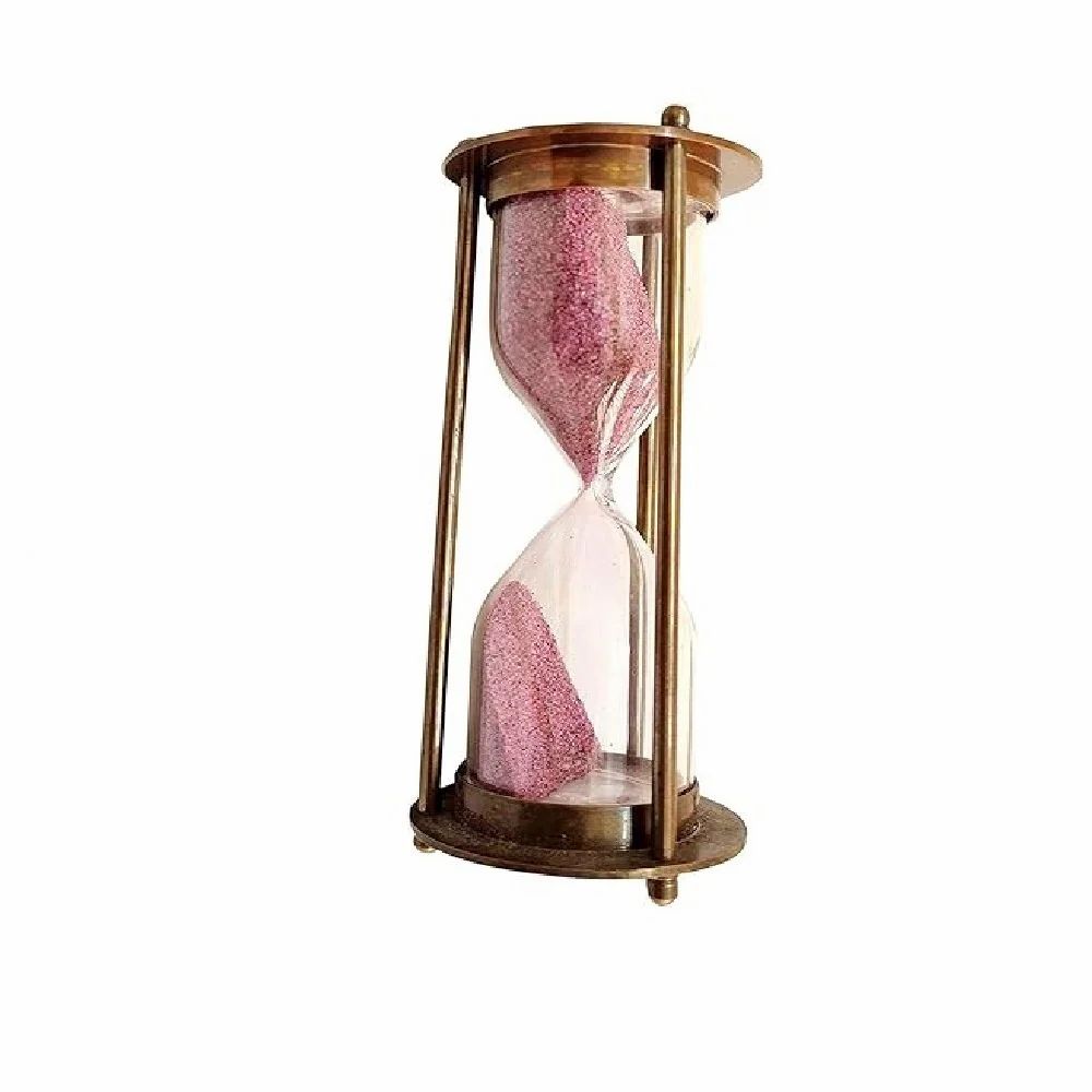  3 Minute Sand Timer Antique Look Brass Hourglass (4 inch)