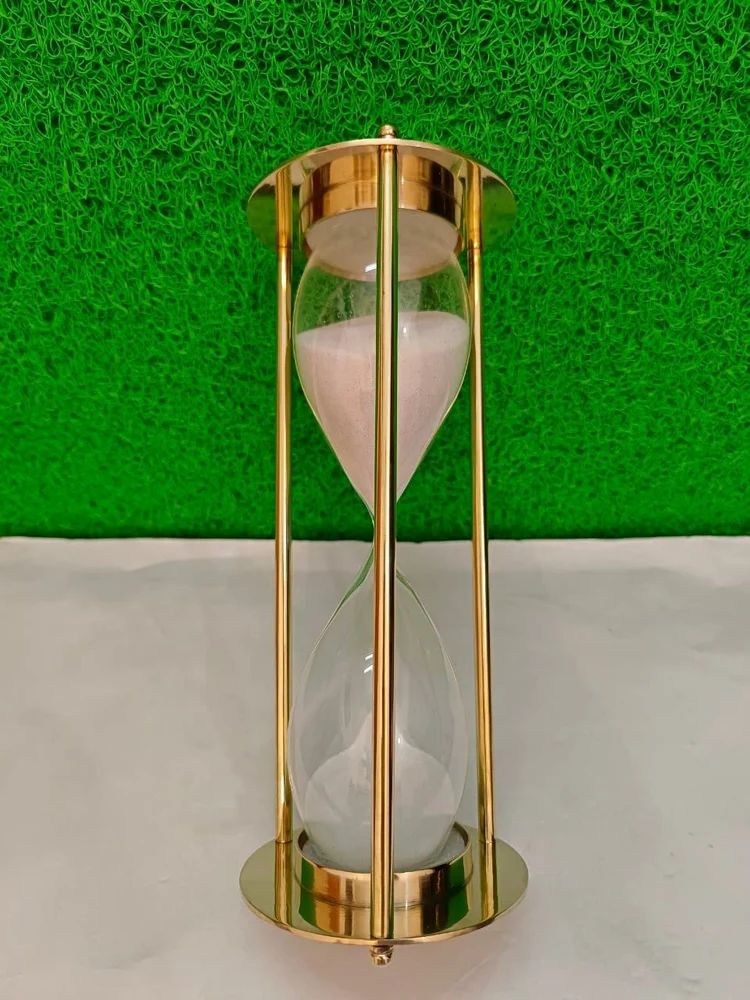 Antique Brass Sand Timer 60 Minutes Beautiful Hourglass White Sand