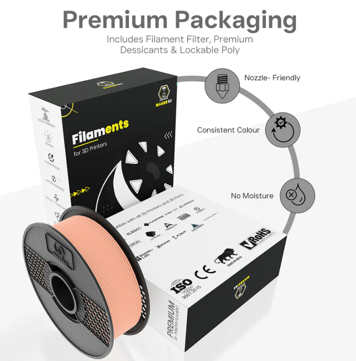 MAKER52 HS PLA+ Filament - 1.75mm High-Strength Premium 3D Printer Material - Porcelain Skin