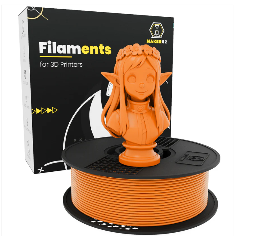 MAKER52 HS PLA+ Filament - 1.75mm High-Strength Premium 3D Printer Material - Tangy Orange 