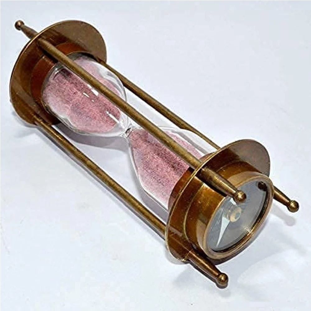  Vintage Brass Antique Finish Sand Timer Hourglass