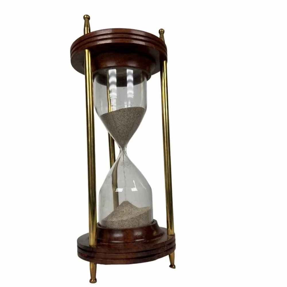Vintage Sand Timers Wooden Hourglass Clock, 15 minute Brown