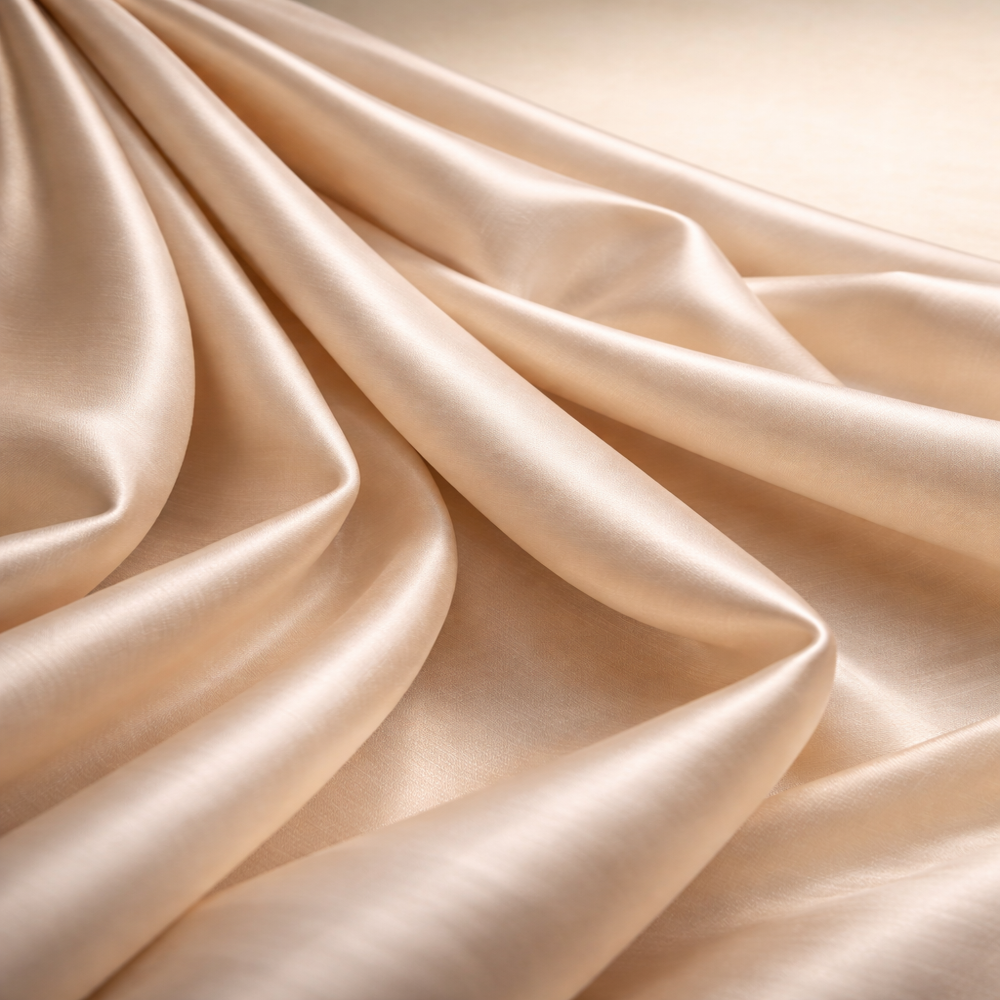 Chinya Silk Fabric, Soft Lightweight Silk With Slight Crisp Feel For Saree, Blouse & Designer Garments - Color: Cream / Custom
