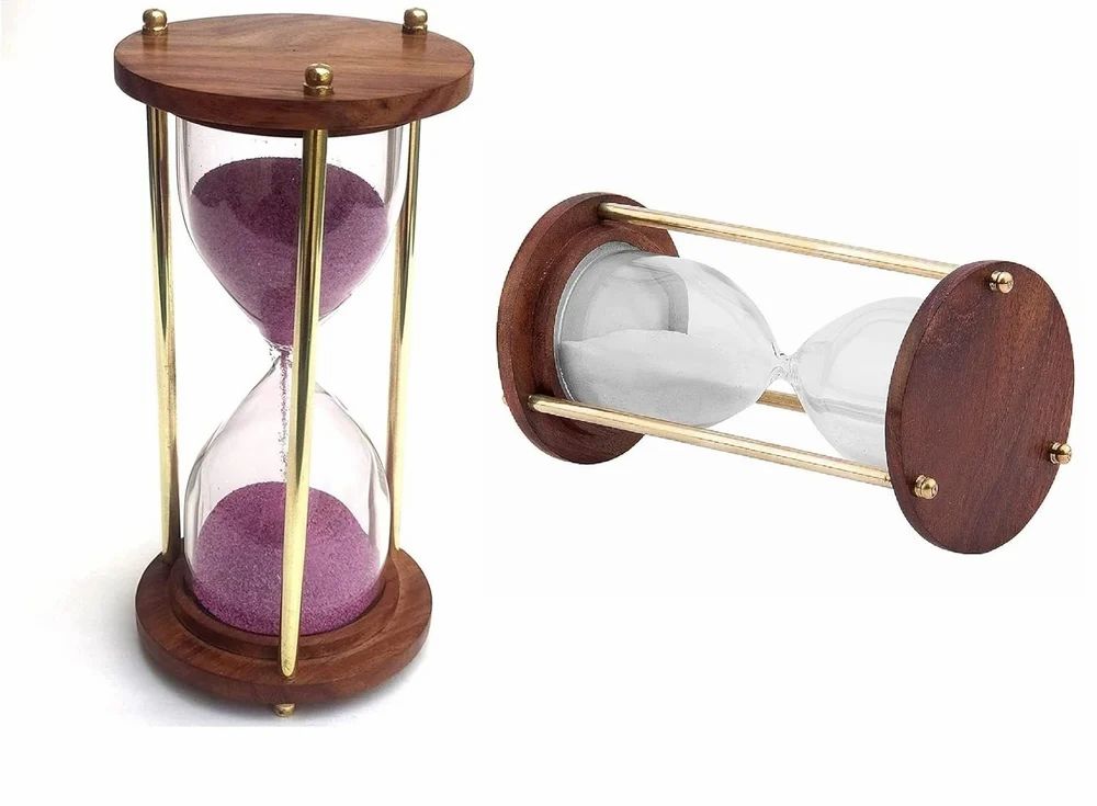 1 Minute Wooden and Brass Sand Timer Hour Glass Sandglass Clock