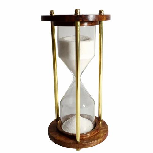 10mins Wooden and Brass Sand Timer Hour Glass