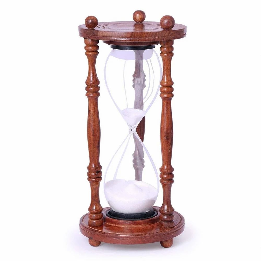 Antique Sand Timer Wooden Bail Designed Hourglass