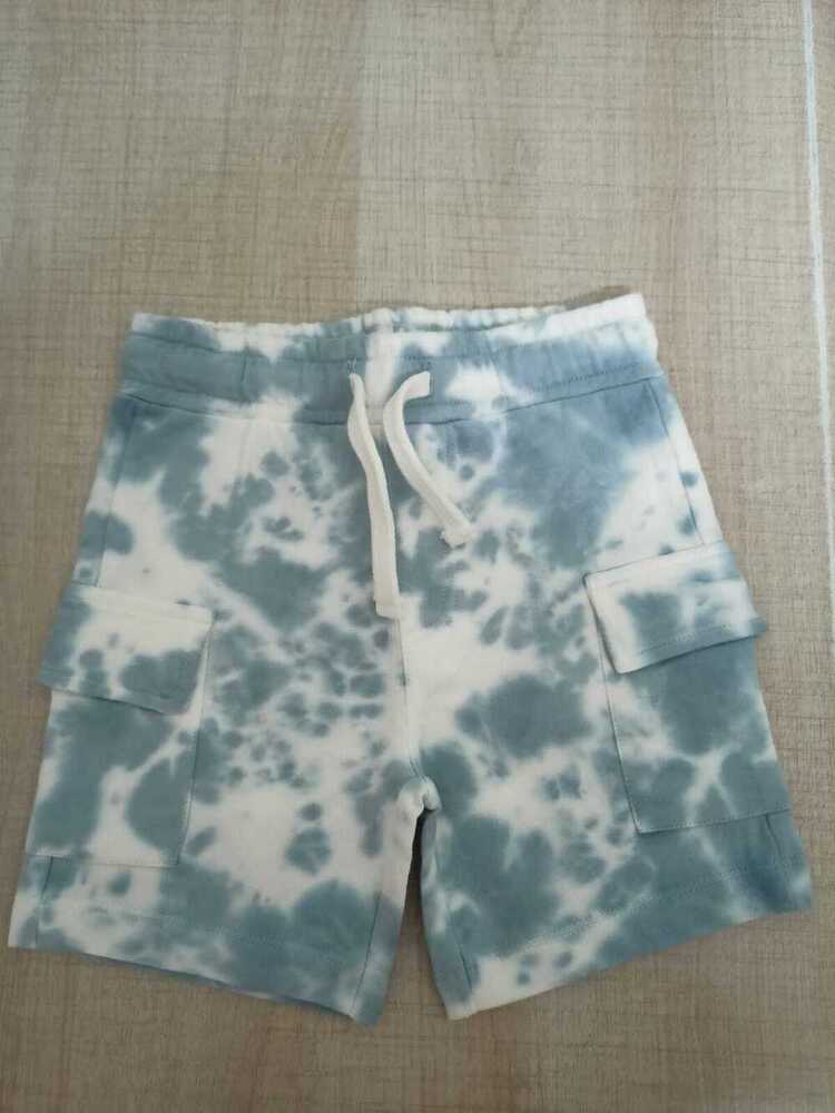 Baby Boys Cotton Knitted French Terry Shorts with Tie-Dye Design