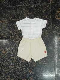 Cotton Knitted Single Jersey Top 100 Baby Set With Lycra Woven Shorts