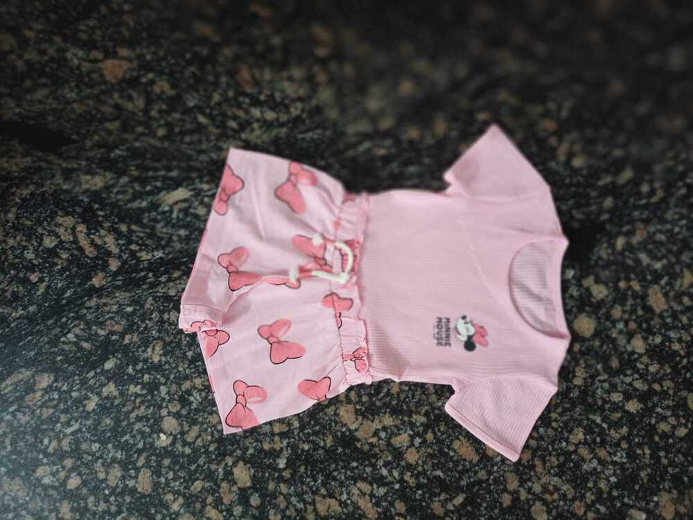 Baby Girls Overall Lycra Rib Top and Cotton Single Jersey AOP Shorts