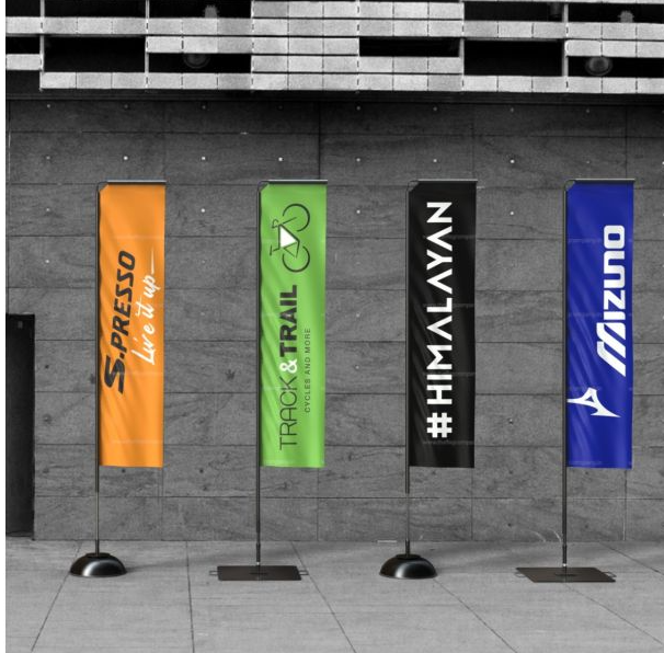 L Block Flag - 110gm Polyester, Medium (12ft) Size | Customizable Colors, Logos, Durable For Indoor/outdoor Use, Multiple Base Options