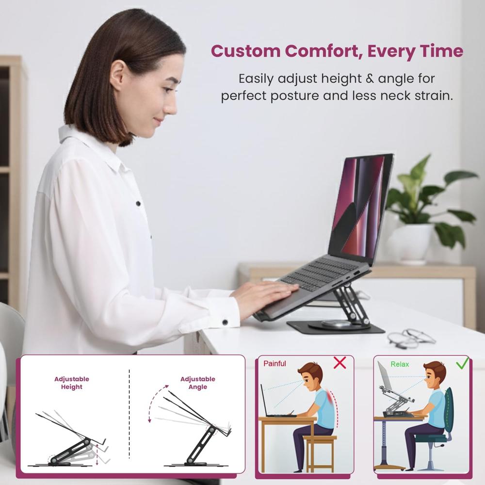 Portronics My Buddy K9 Lite, Height Adjustable Laptop Stand 
