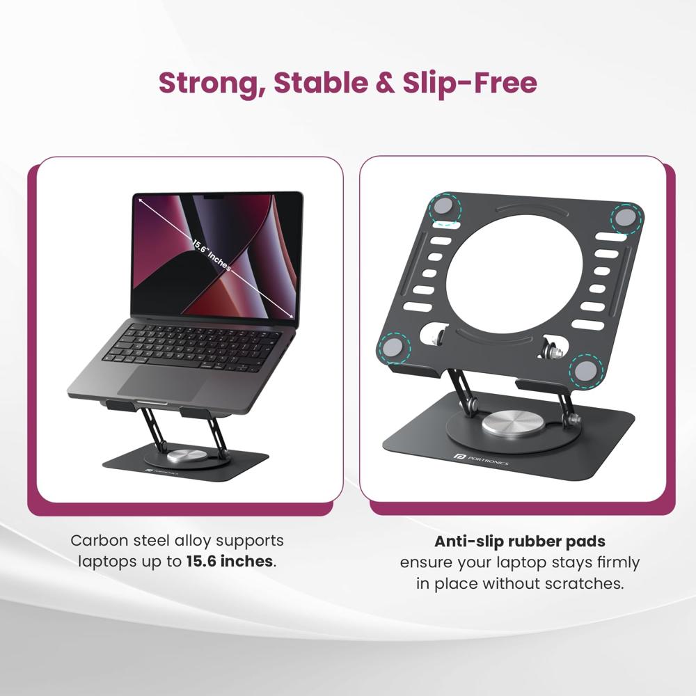 Portronics My Buddy K9 Lite, Height Adjustable Laptop Stand 
