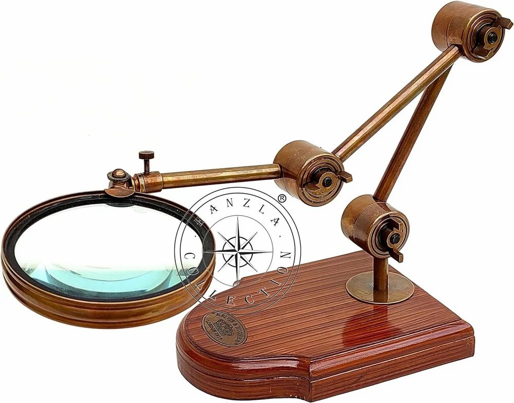 Antique Desk Magnifier Moveable Lens