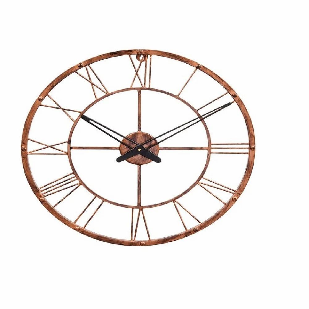 Copper Iron Round Roman Figure Analog Wall Mounted Wall Clock Without Glass 