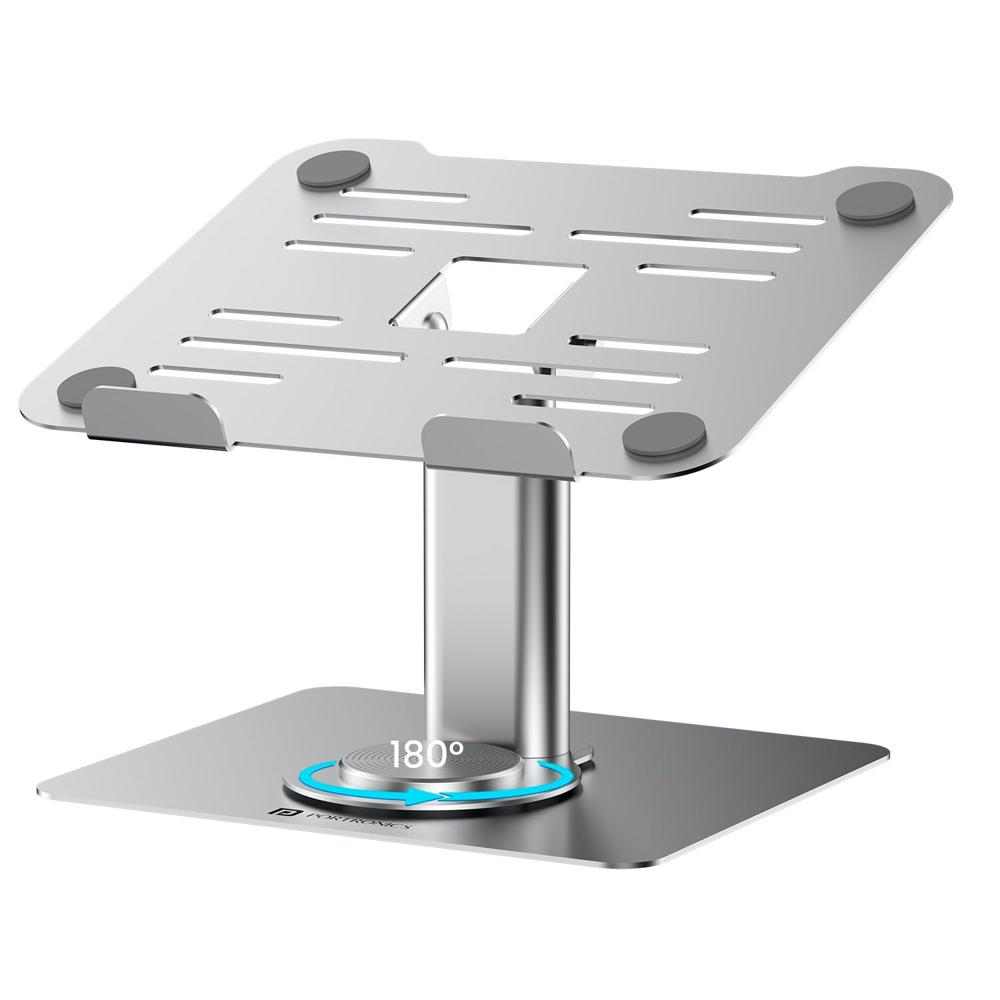 Portronics Twister Metal Laptop Stand with Rotation Base, Angle & Height