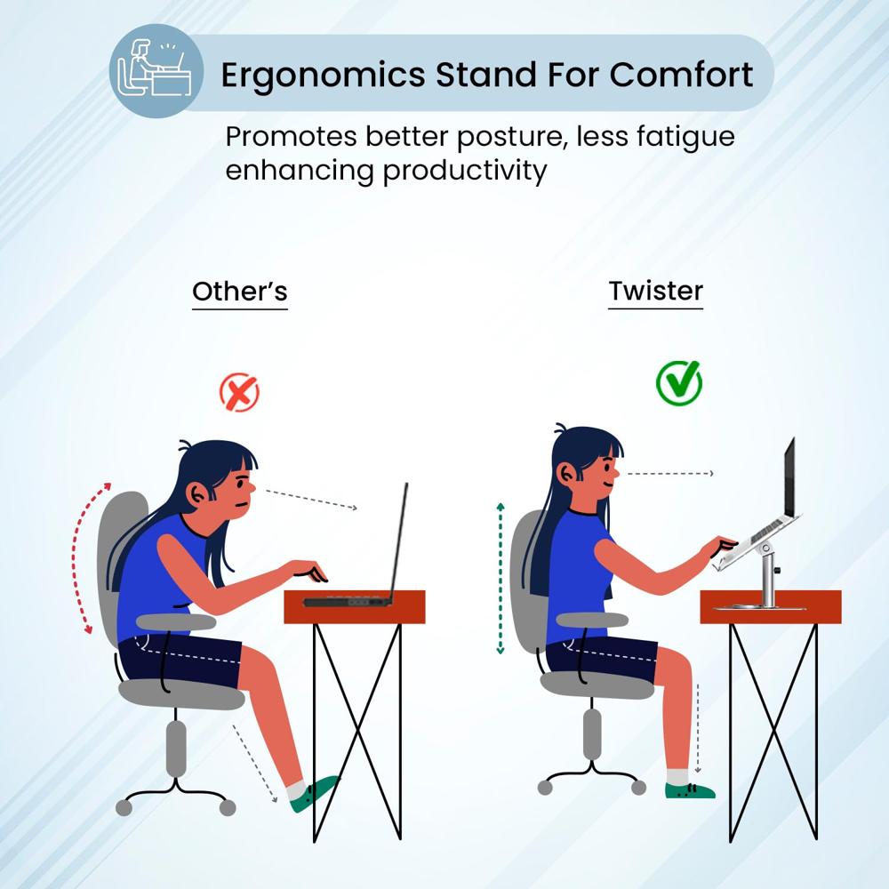 Portronics Twister Metal Laptop Stand with Rotation Base, Angle & Height
